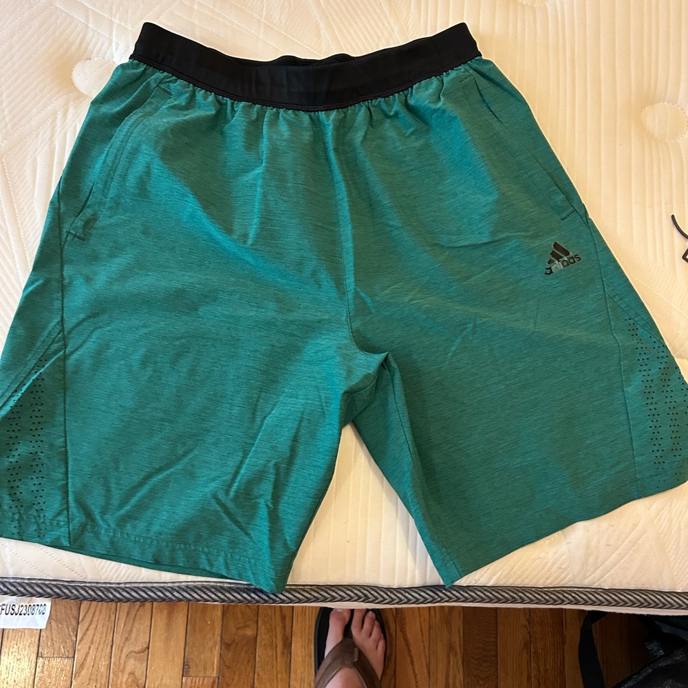 Adidas Men's Teal and Black Athletic Shorts